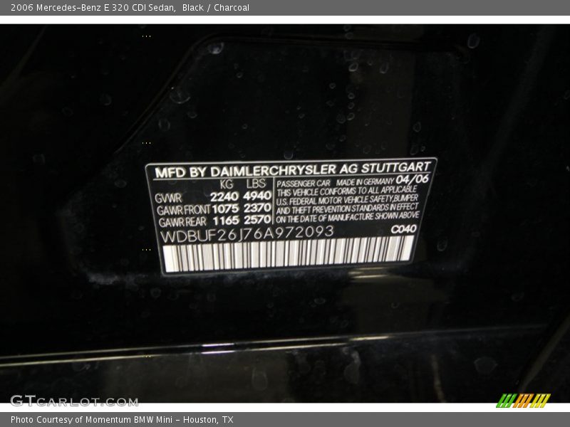 Black / Charcoal 2006 Mercedes-Benz E 320 CDI Sedan