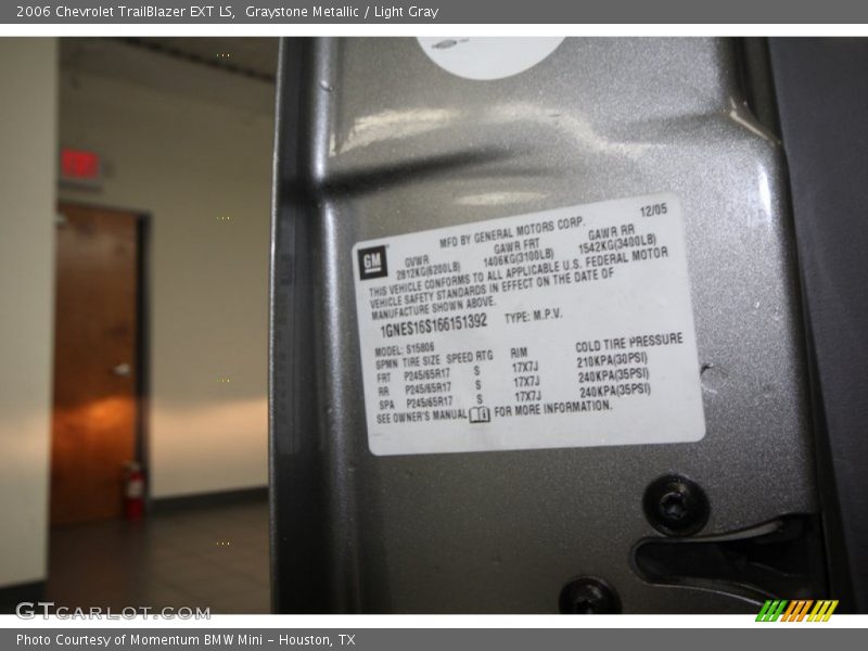 Graystone Metallic / Light Gray 2006 Chevrolet TrailBlazer EXT LS