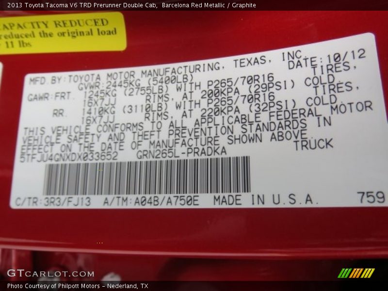 Barcelona Red Metallic / Graphite 2013 Toyota Tacoma V6 TRD Prerunner Double Cab