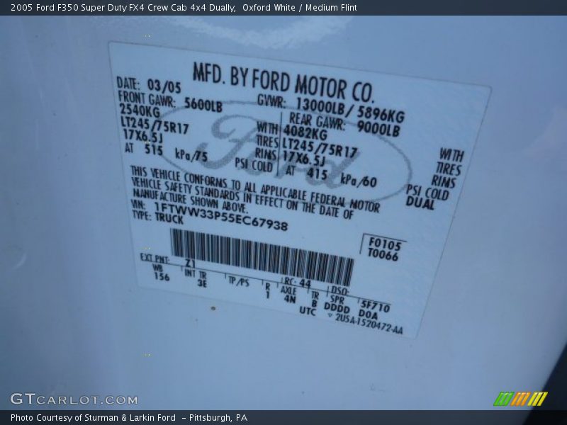 Oxford White / Medium Flint 2005 Ford F350 Super Duty FX4 Crew Cab 4x4 Dually
