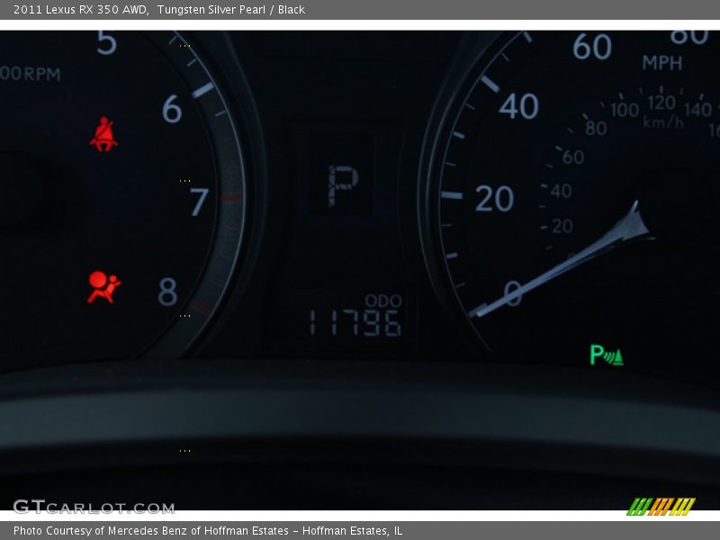 Tungsten Silver Pearl / Black 2011 Lexus RX 350 AWD