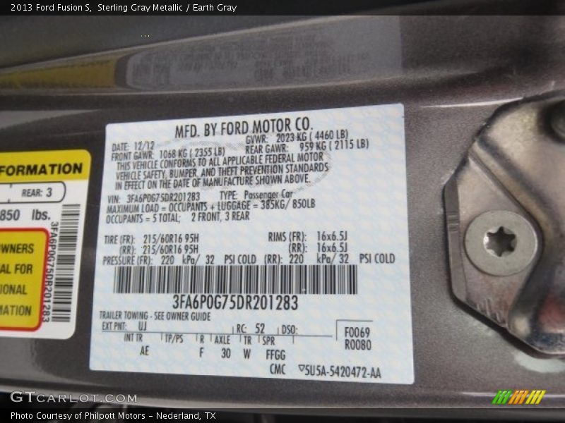 Sterling Gray Metallic / Earth Gray 2013 Ford Fusion S