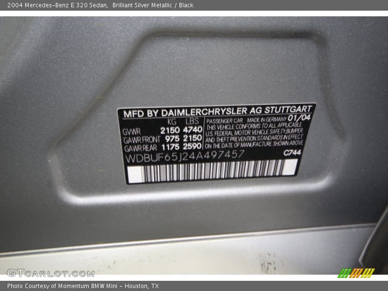Brilliant Silver Metallic / Black 2004 Mercedes-Benz E 320 Sedan