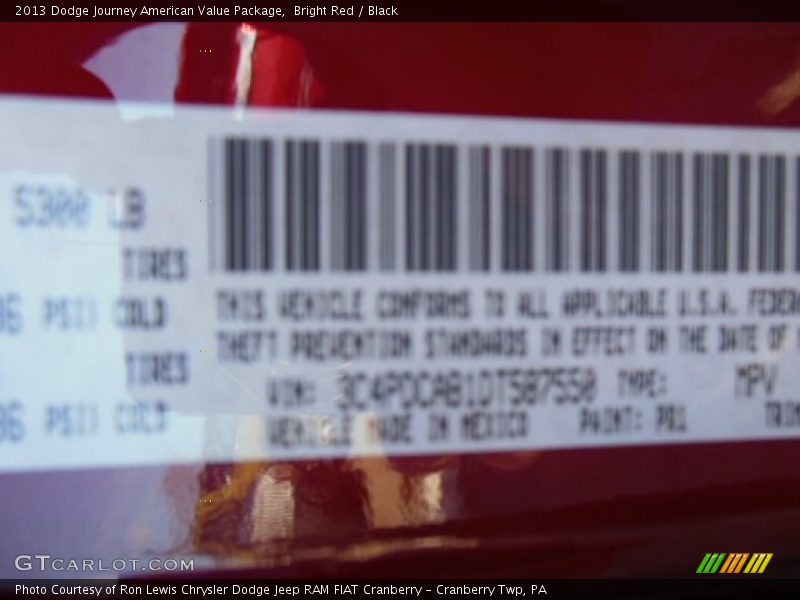 Bright Red / Black 2013 Dodge Journey American Value Package