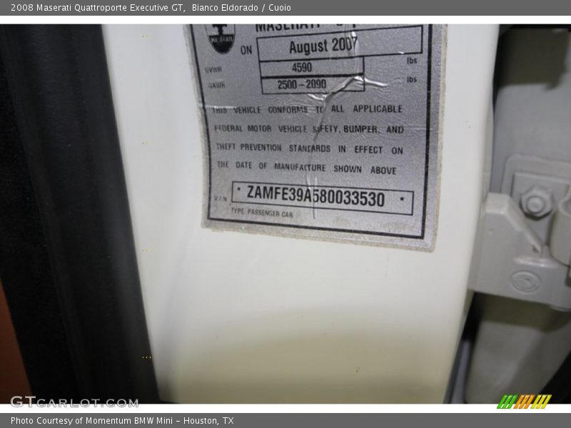 Bianco Eldorado / Cuoio 2008 Maserati Quattroporte Executive GT