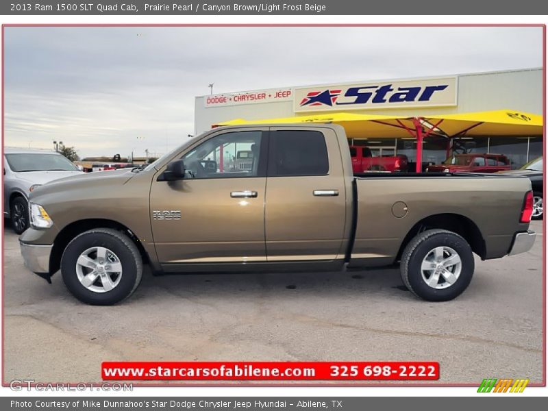 Prairie Pearl / Canyon Brown/Light Frost Beige 2013 Ram 1500 SLT Quad Cab