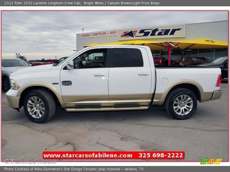 Bright White / Canyon Brown/Light Frost Beige 2013 Ram 1500 Laramie Longhorn Crew Cab