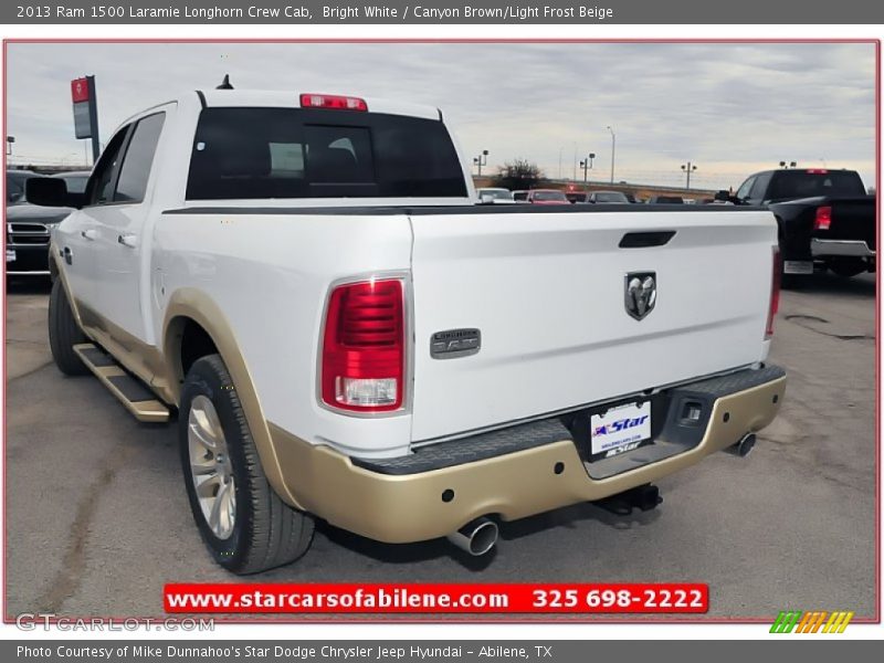 Bright White / Canyon Brown/Light Frost Beige 2013 Ram 1500 Laramie Longhorn Crew Cab