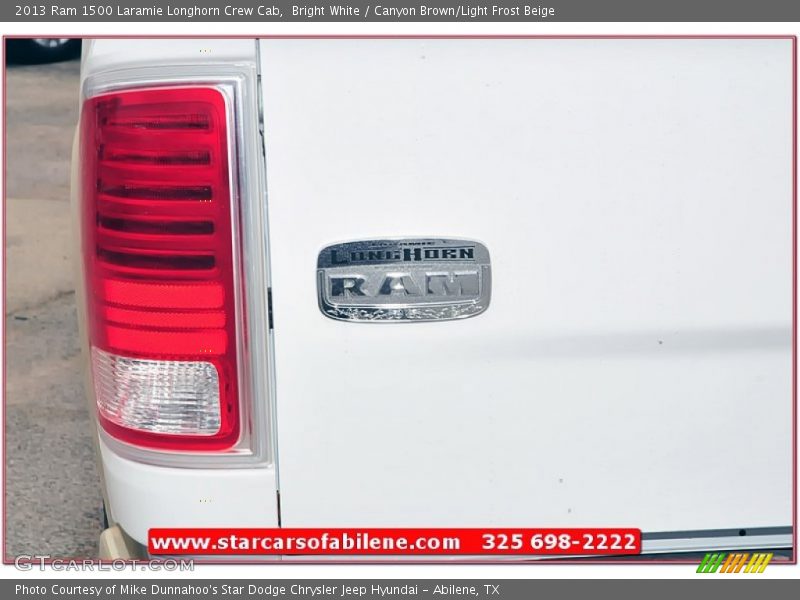 Bright White / Canyon Brown/Light Frost Beige 2013 Ram 1500 Laramie Longhorn Crew Cab