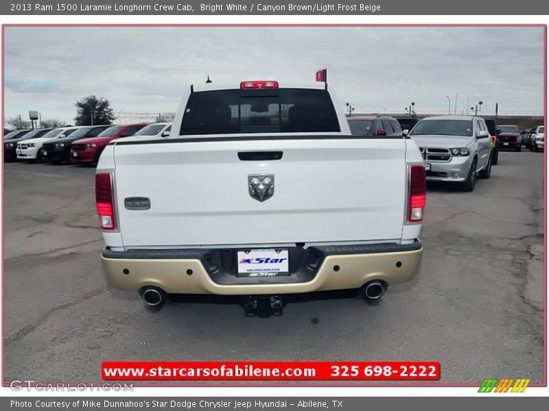 Bright White / Canyon Brown/Light Frost Beige 2013 Ram 1500 Laramie Longhorn Crew Cab