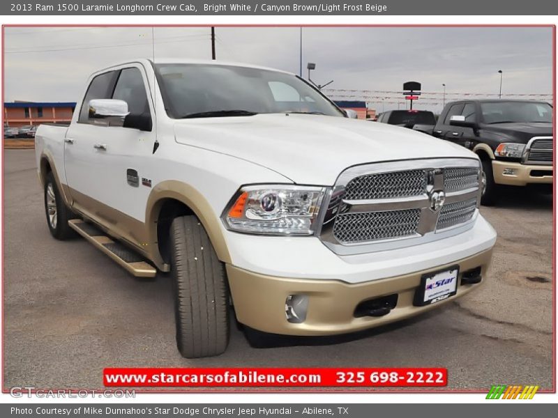 Bright White / Canyon Brown/Light Frost Beige 2013 Ram 1500 Laramie Longhorn Crew Cab