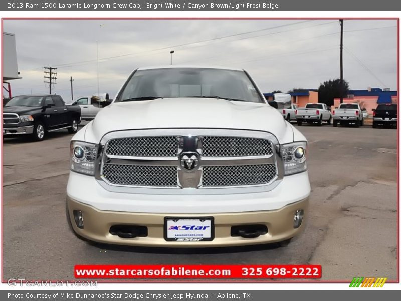 Bright White / Canyon Brown/Light Frost Beige 2013 Ram 1500 Laramie Longhorn Crew Cab