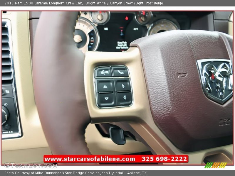 Bright White / Canyon Brown/Light Frost Beige 2013 Ram 1500 Laramie Longhorn Crew Cab