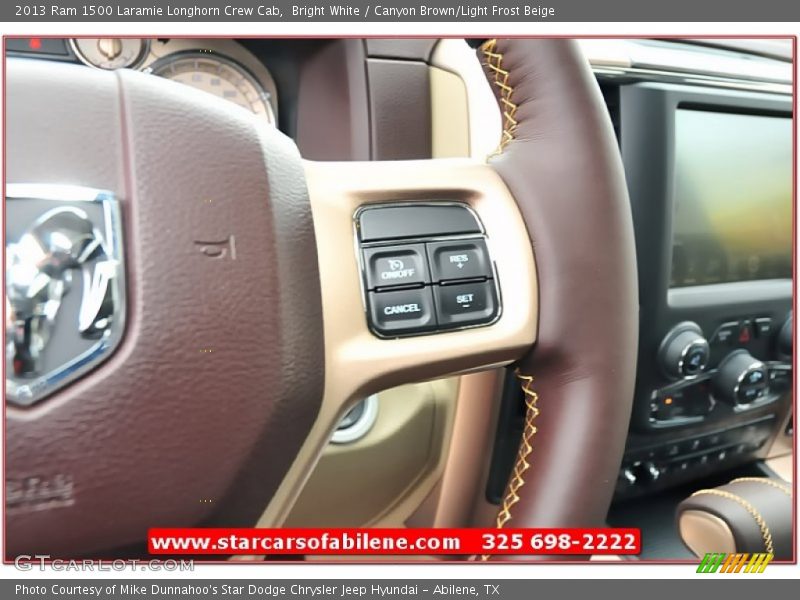 Bright White / Canyon Brown/Light Frost Beige 2013 Ram 1500 Laramie Longhorn Crew Cab