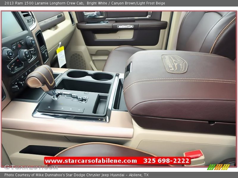 Bright White / Canyon Brown/Light Frost Beige 2013 Ram 1500 Laramie Longhorn Crew Cab