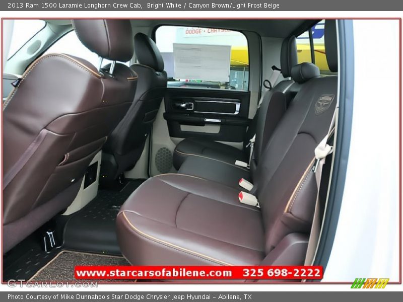 Bright White / Canyon Brown/Light Frost Beige 2013 Ram 1500 Laramie Longhorn Crew Cab