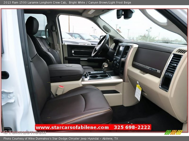 Bright White / Canyon Brown/Light Frost Beige 2013 Ram 1500 Laramie Longhorn Crew Cab