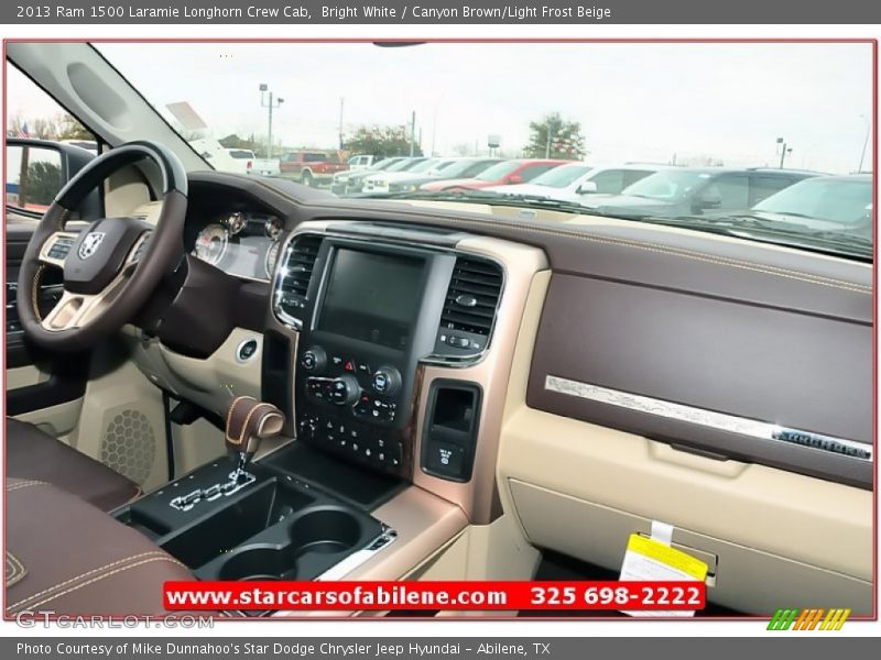 Bright White / Canyon Brown/Light Frost Beige 2013 Ram 1500 Laramie Longhorn Crew Cab