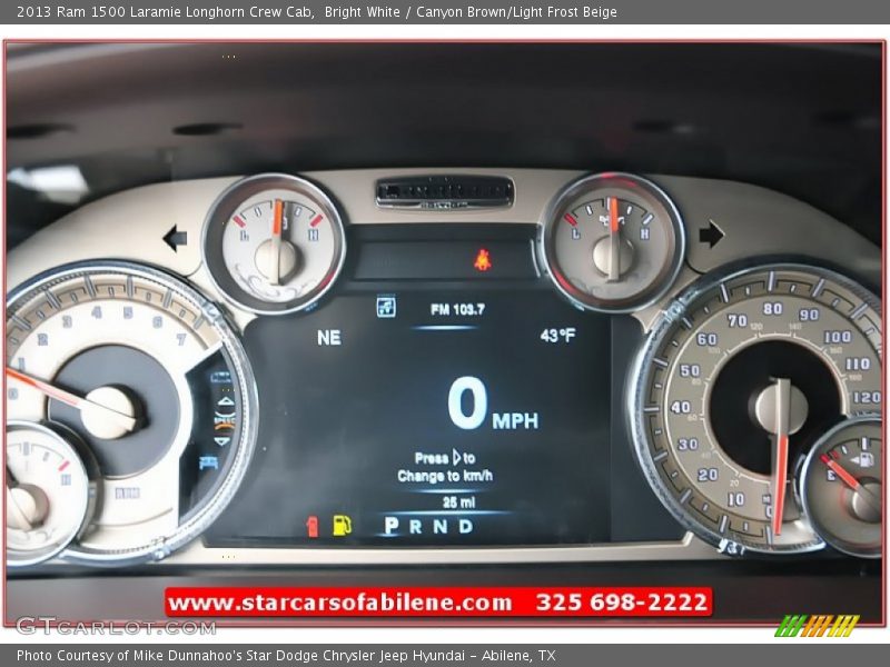 Bright White / Canyon Brown/Light Frost Beige 2013 Ram 1500 Laramie Longhorn Crew Cab