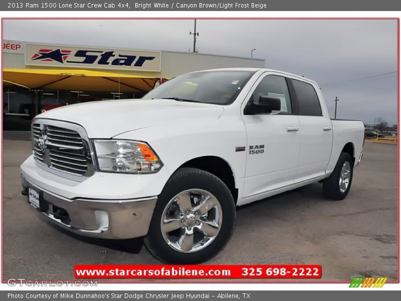 Bright White / Canyon Brown/Light Frost Beige 2013 Ram 1500 Lone Star Crew Cab 4x4