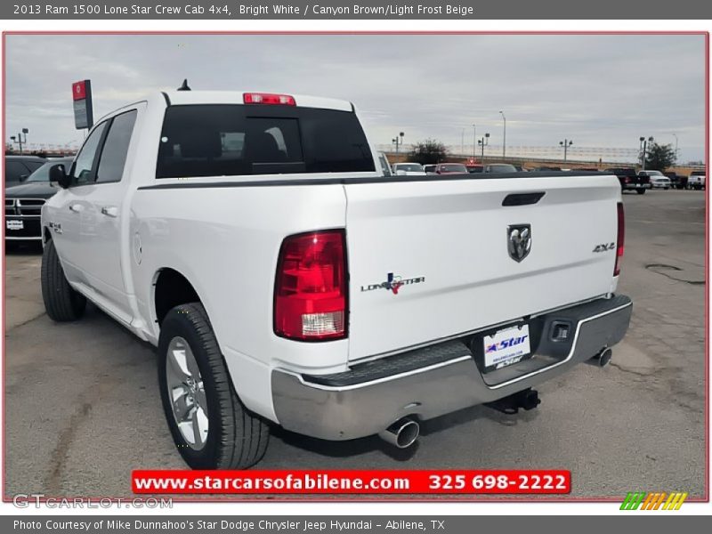 Bright White / Canyon Brown/Light Frost Beige 2013 Ram 1500 Lone Star Crew Cab 4x4