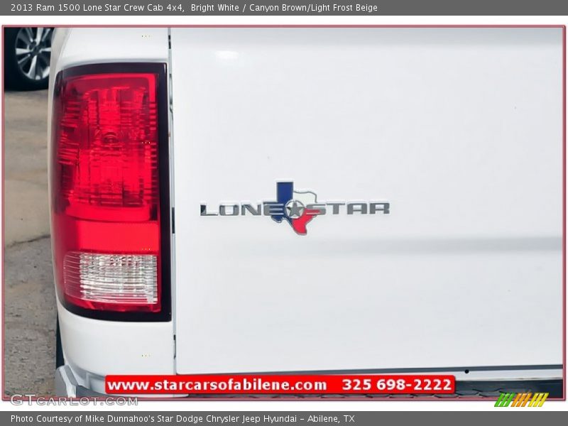 Bright White / Canyon Brown/Light Frost Beige 2013 Ram 1500 Lone Star Crew Cab 4x4