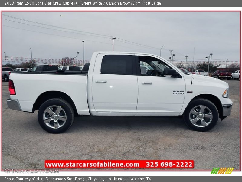 Bright White / Canyon Brown/Light Frost Beige 2013 Ram 1500 Lone Star Crew Cab 4x4