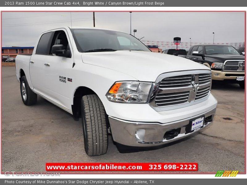 Bright White / Canyon Brown/Light Frost Beige 2013 Ram 1500 Lone Star Crew Cab 4x4