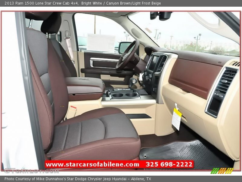 Bright White / Canyon Brown/Light Frost Beige 2013 Ram 1500 Lone Star Crew Cab 4x4