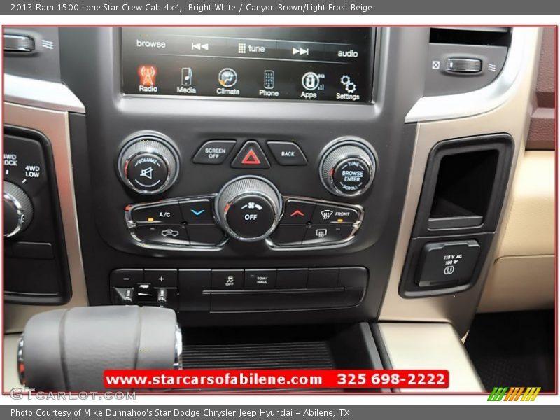Bright White / Canyon Brown/Light Frost Beige 2013 Ram 1500 Lone Star Crew Cab 4x4