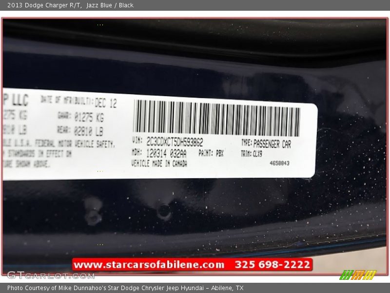 Jazz Blue / Black 2013 Dodge Charger R/T