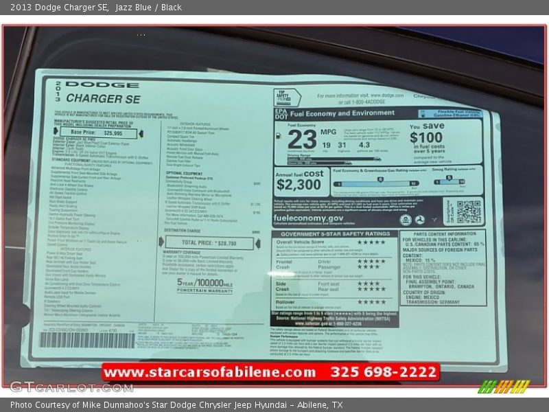 Jazz Blue / Black 2013 Dodge Charger SE