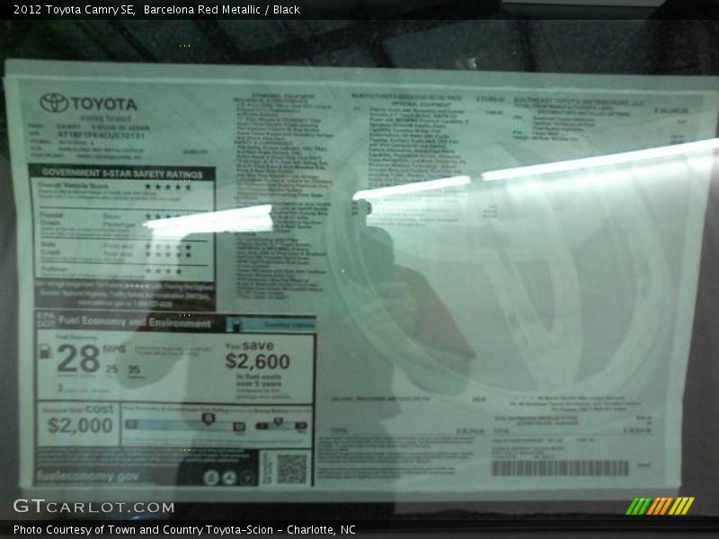 Barcelona Red Metallic / Black 2012 Toyota Camry SE