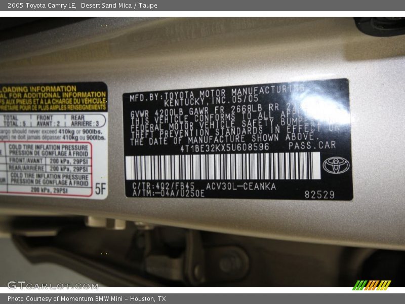 Desert Sand Mica / Taupe 2005 Toyota Camry LE