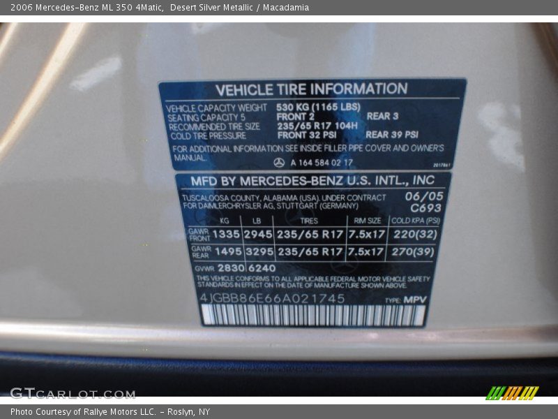Desert Silver Metallic / Macadamia 2006 Mercedes-Benz ML 350 4Matic
