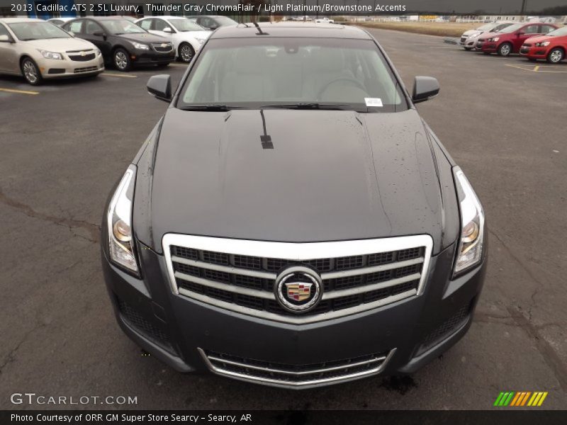 Thunder Gray ChromaFlair / Light Platinum/Brownstone Accents 2013 Cadillac ATS 2.5L Luxury