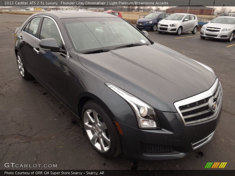 Thunder Gray ChromaFlair / Light Platinum/Brownstone Accents 2013 Cadillac ATS 2.5L Luxury