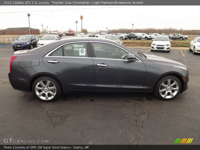Thunder Gray ChromaFlair / Light Platinum/Brownstone Accents 2013 Cadillac ATS 2.5L Luxury