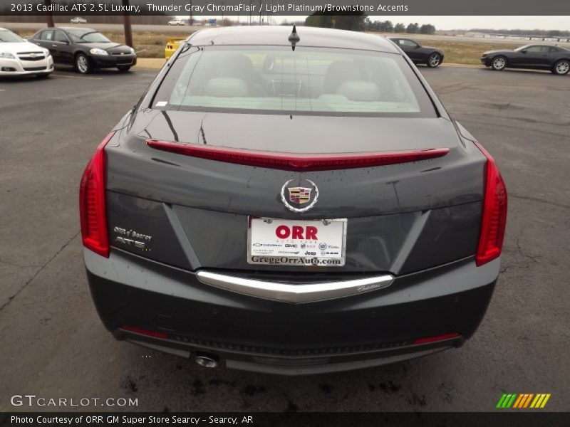 Thunder Gray ChromaFlair / Light Platinum/Brownstone Accents 2013 Cadillac ATS 2.5L Luxury