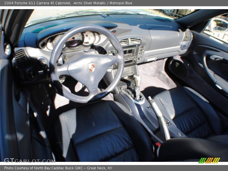 Arctic Silver Metallic / Metropol Blue 2004 Porsche 911 Carrera 4S Cabriolet