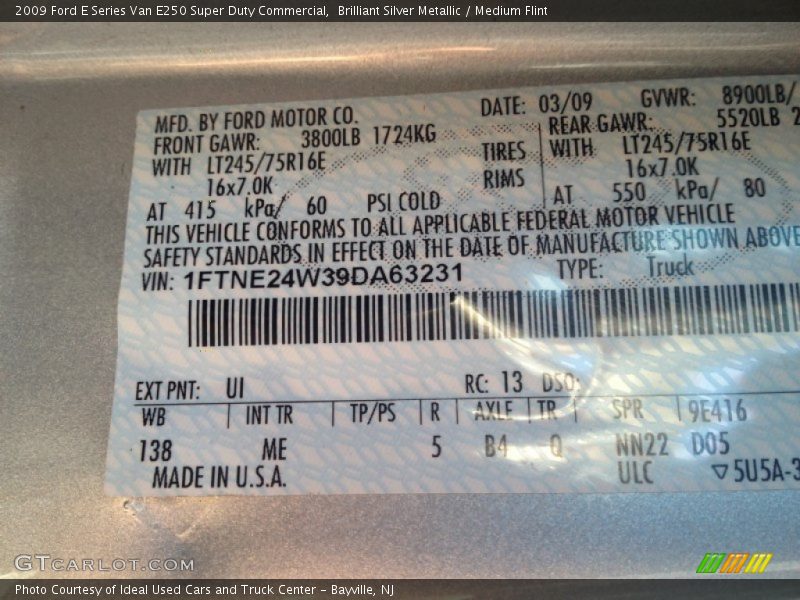 Brilliant Silver Metallic / Medium Flint 2009 Ford E Series Van E250 Super Duty Commercial