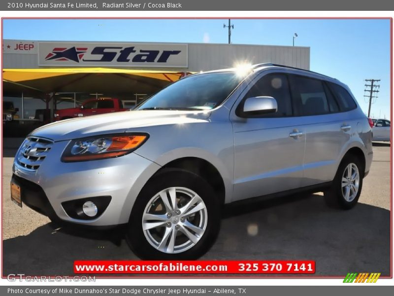 Radiant Silver / Cocoa Black 2010 Hyundai Santa Fe Limited