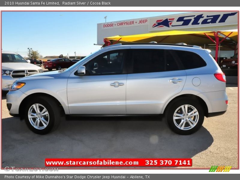 Radiant Silver / Cocoa Black 2010 Hyundai Santa Fe Limited