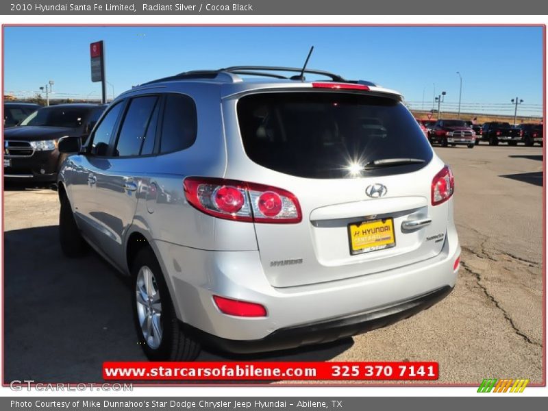 Radiant Silver / Cocoa Black 2010 Hyundai Santa Fe Limited