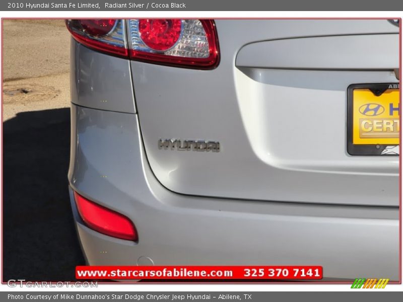 Radiant Silver / Cocoa Black 2010 Hyundai Santa Fe Limited