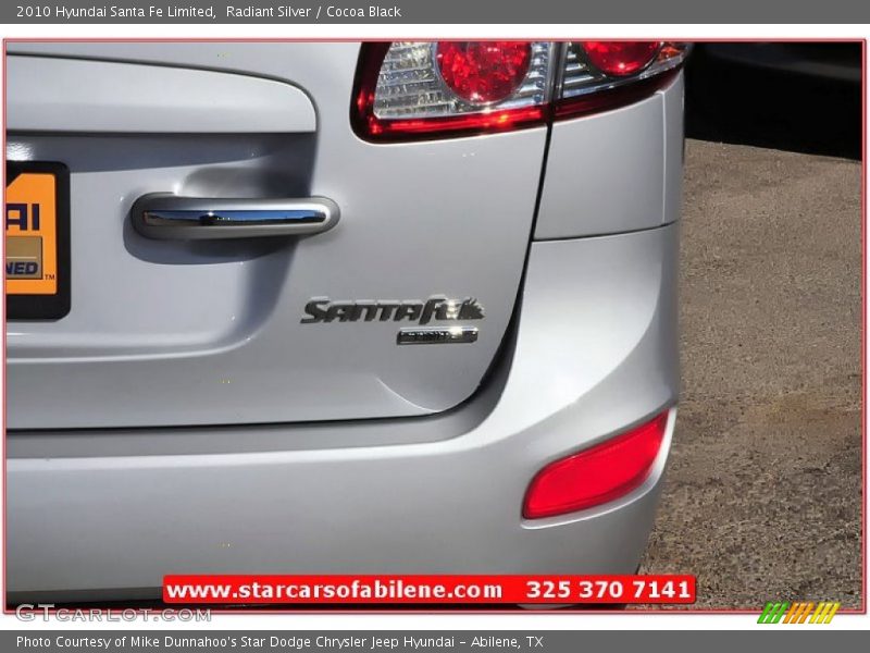Radiant Silver / Cocoa Black 2010 Hyundai Santa Fe Limited