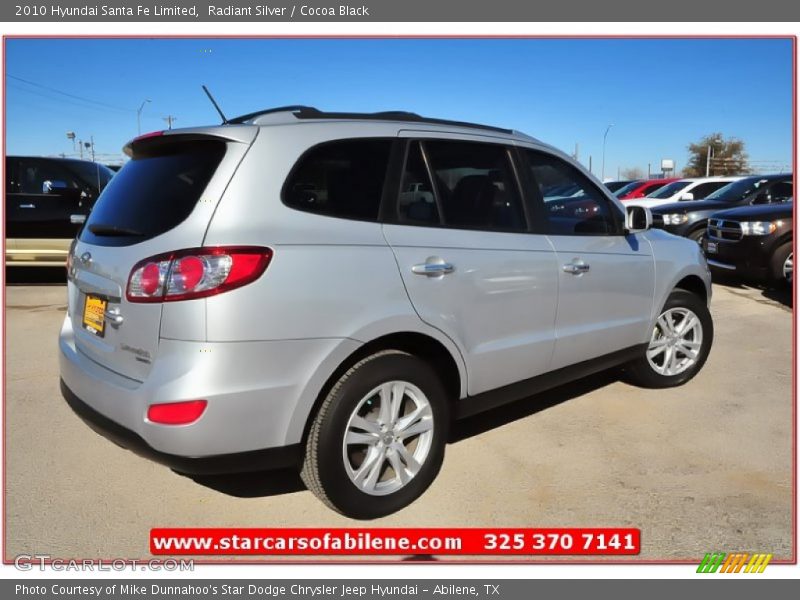 Radiant Silver / Cocoa Black 2010 Hyundai Santa Fe Limited