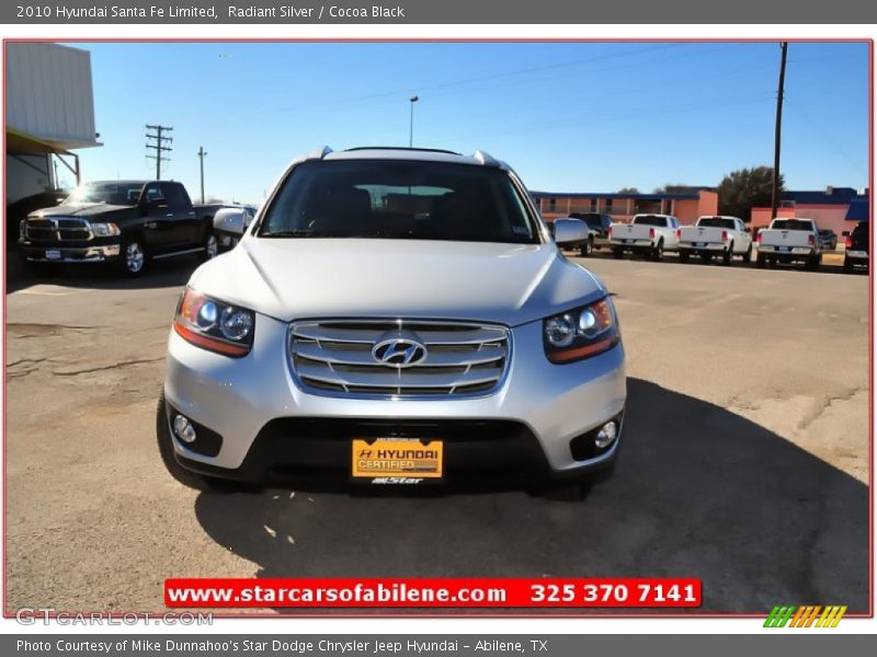 Radiant Silver / Cocoa Black 2010 Hyundai Santa Fe Limited