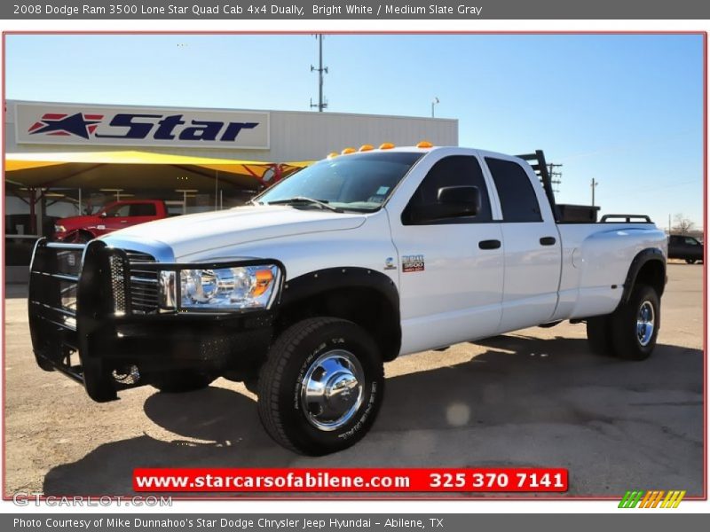Bright White / Medium Slate Gray 2008 Dodge Ram 3500 Lone Star Quad Cab 4x4 Dually