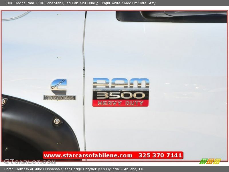 Bright White / Medium Slate Gray 2008 Dodge Ram 3500 Lone Star Quad Cab 4x4 Dually